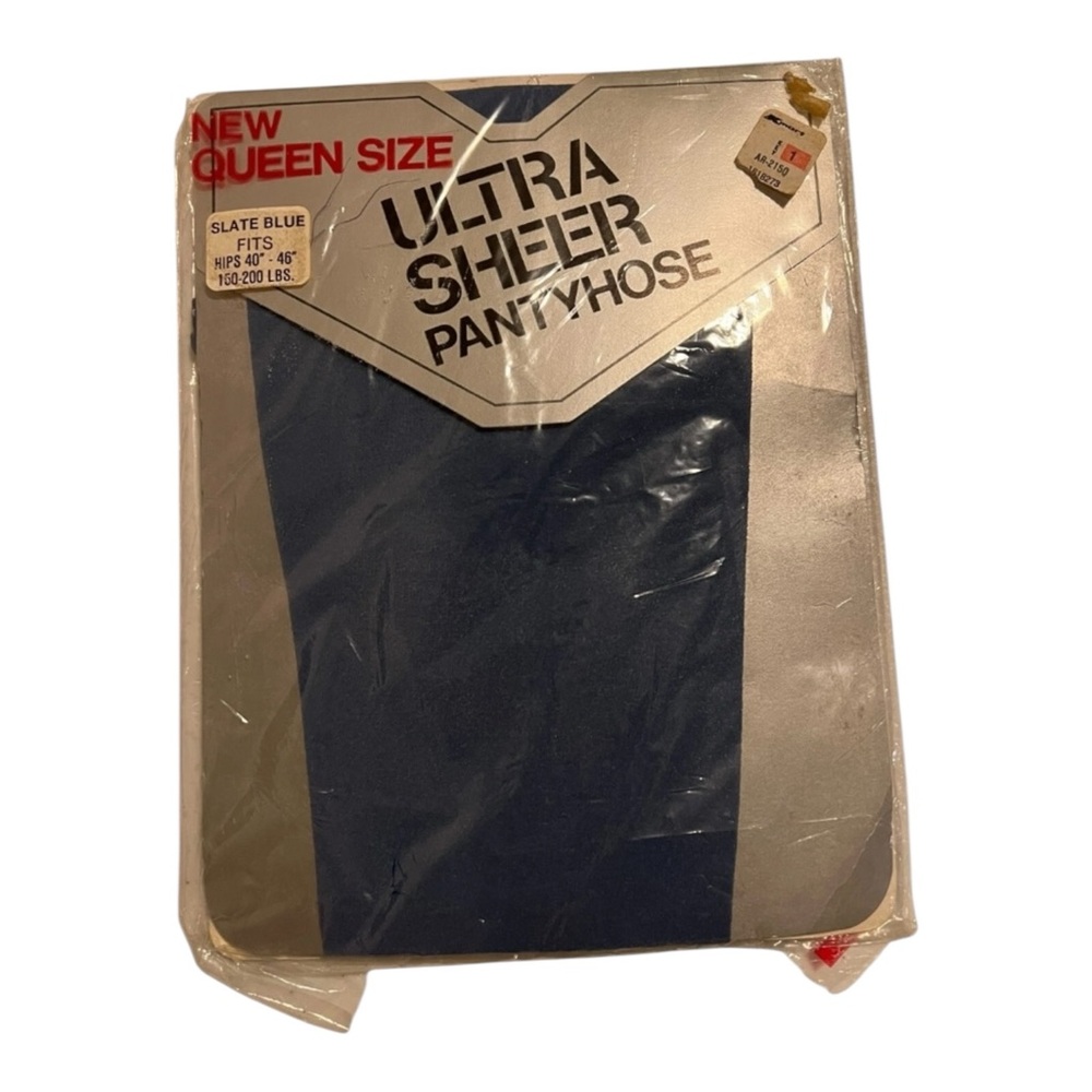 Ultra Sheer 80s Vintage Blue Pantyhose Sz Queen